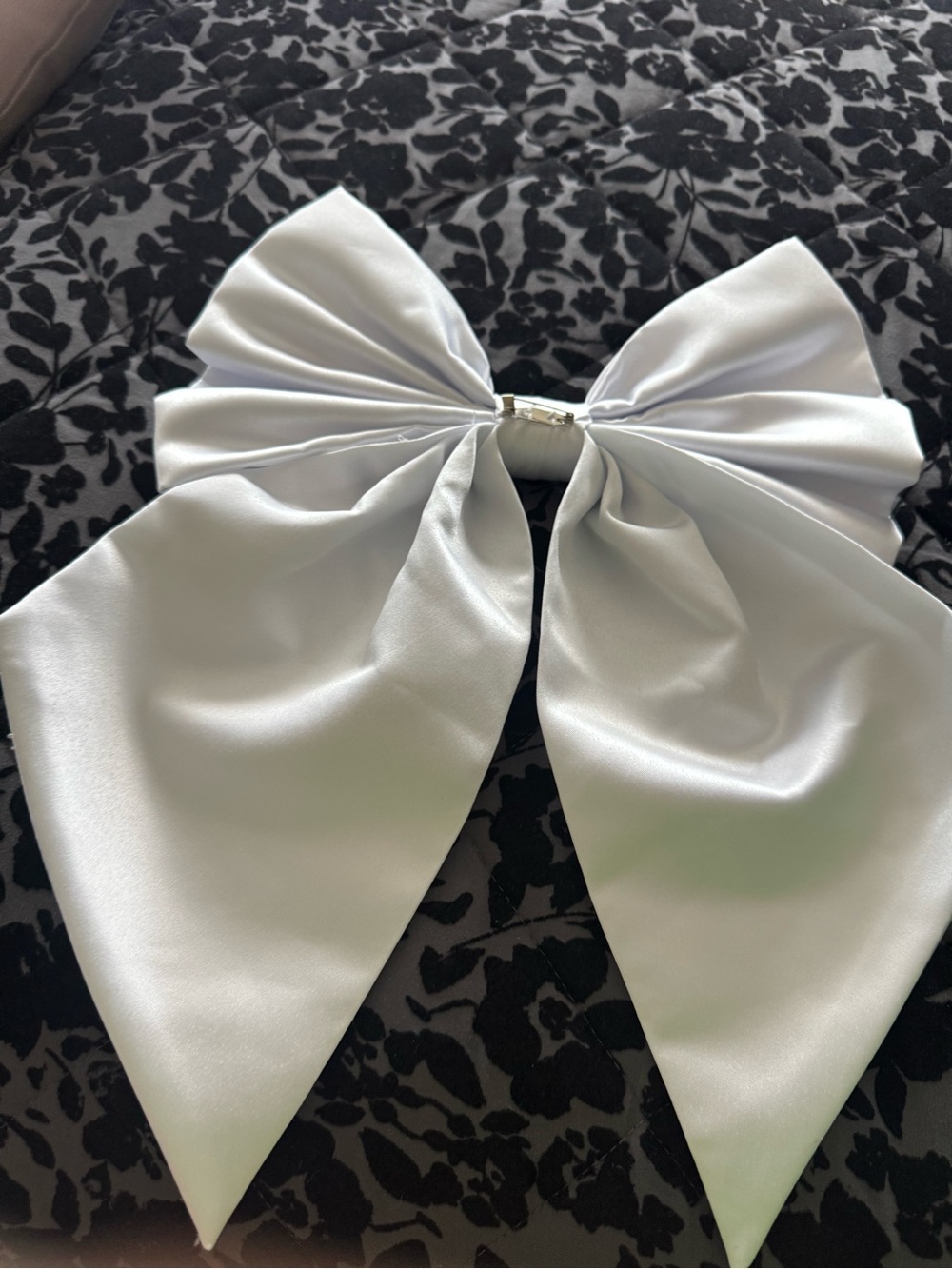 Elegant White Satin Hair Bow Clip